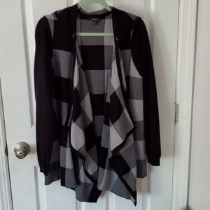 Draped Plaid Fall Hooded Cardigan